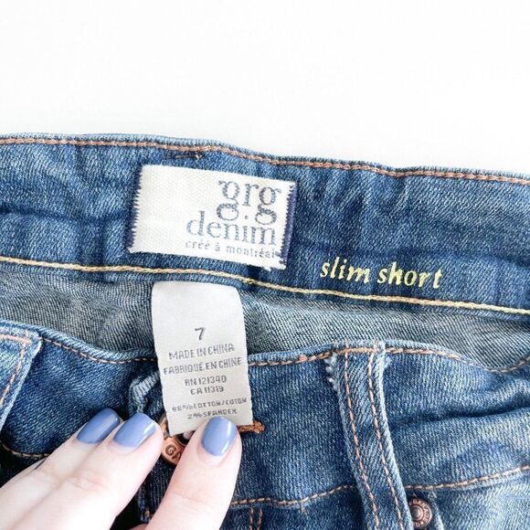 Garage grg denim Slim Shorts Blue Women's 7 Distressed Destroyed Stretchy - Picture 4 of 8